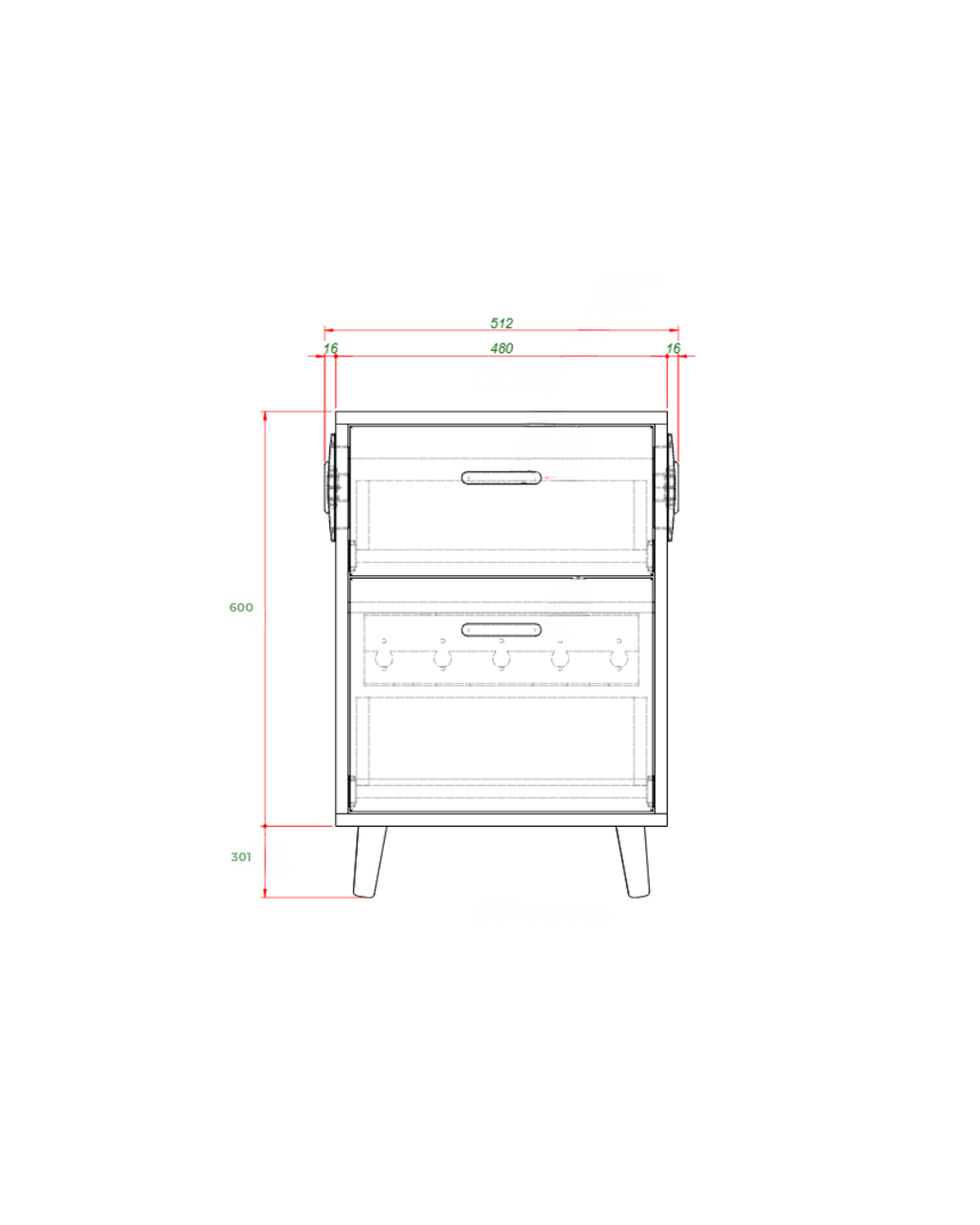 CPAP BEDSIDE TABLE - WHITE